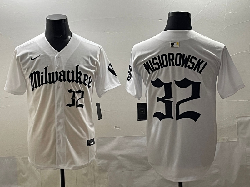 Men's Milwaukee Brewers Jacob Misiorowski #32 White Team Jersey